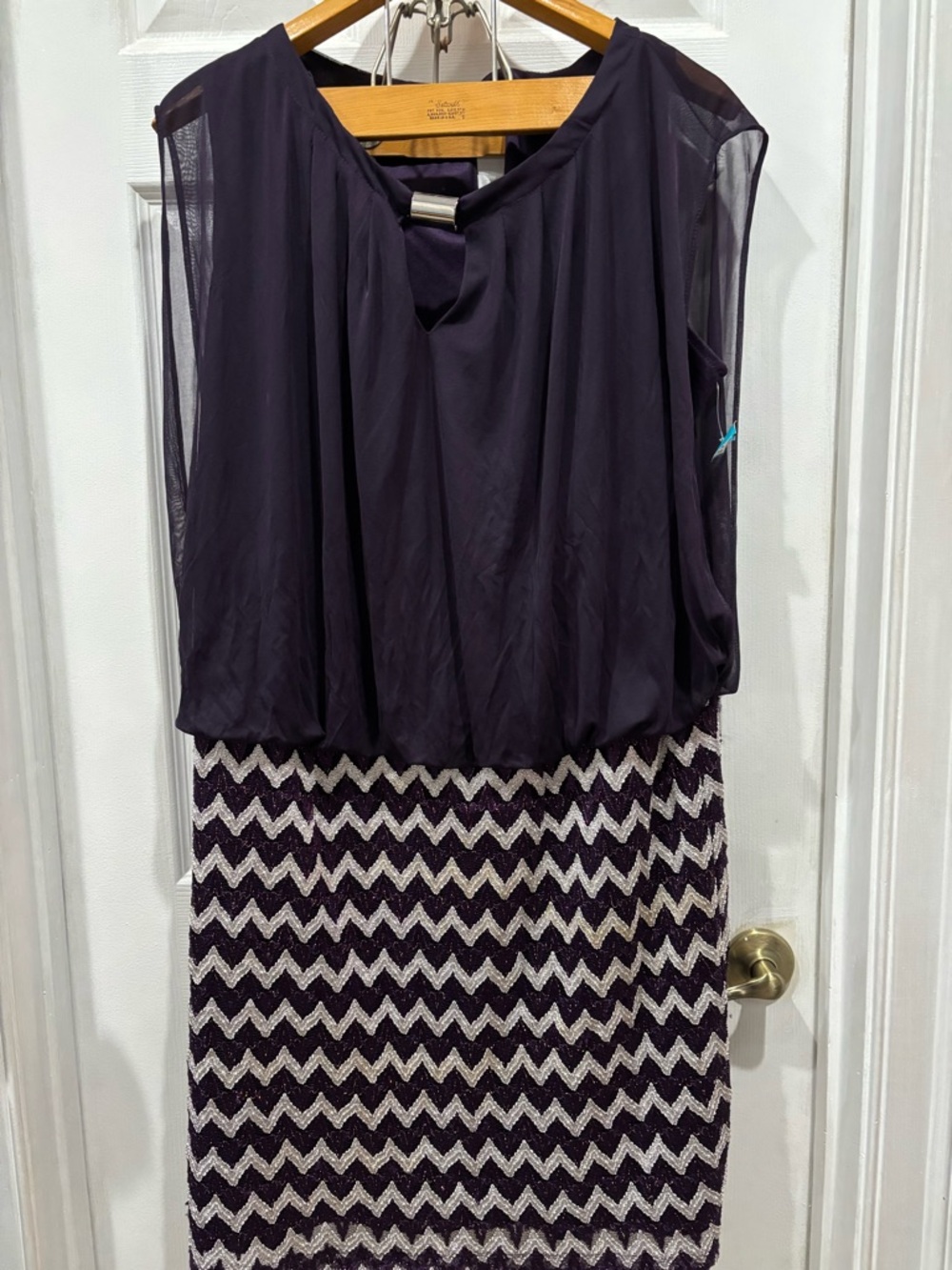 Perceptions Purple and Cream Sleeveless Midi Dress